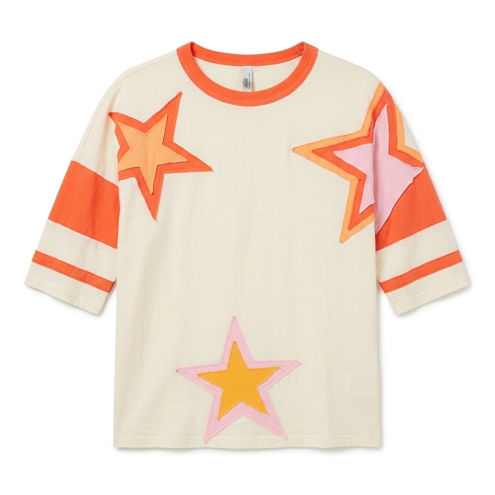 NWT Sage & Fig Star Patch Varsity Stripe Tee - Small 100% cotton.